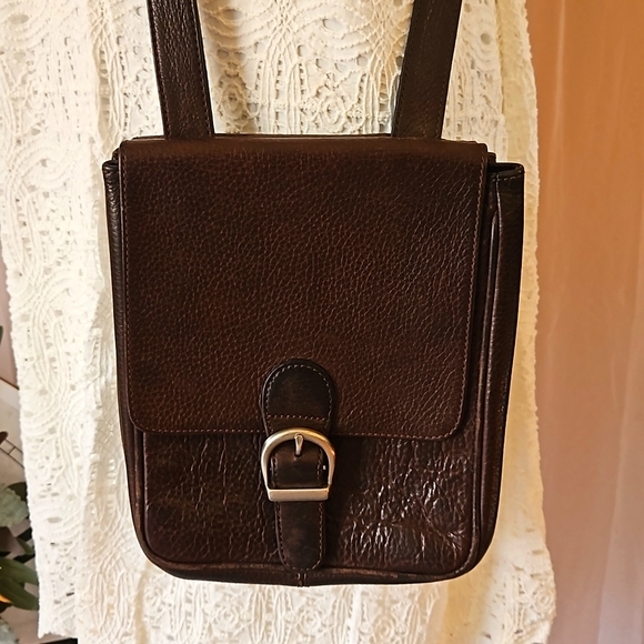 EUVC-Vintage Eddie Bauer Leather Dual Sided Crossbody Organizer Travel Bag Purse - Picture 2 of 16